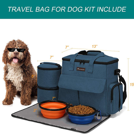 Dog Travel Bag, Airline Approved Pet Travel Bag, Weekend Dog Travel Set for Dog and Cat, Airline Approved Tote Organizer with Multi-Function Pockets