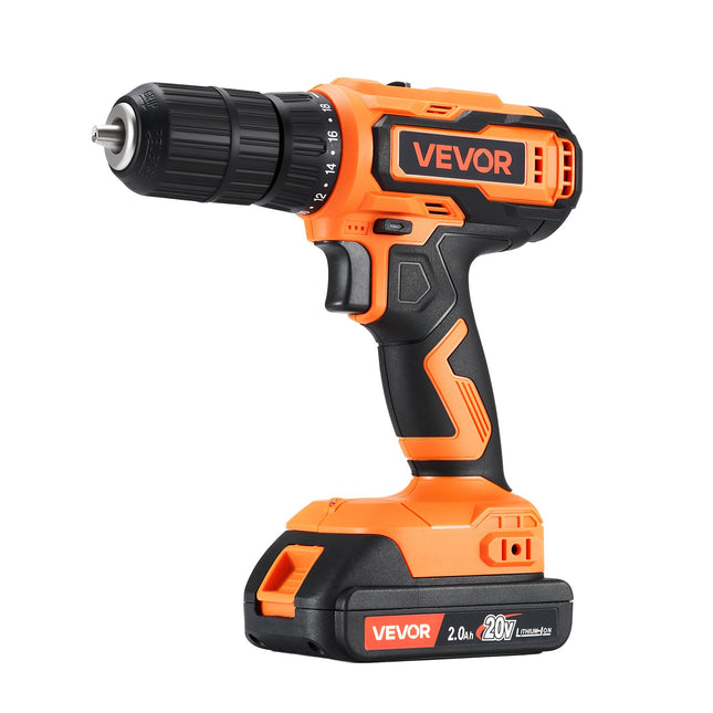 Cordless Drill Driver, 1/2 Inch Metal Chuck, Dual-Speed Variable, Drill Driver Kit With Lithium Battery And Charger, Belt Clip, For Wood And Metal Drilling, Screw Tightening Or Loosening