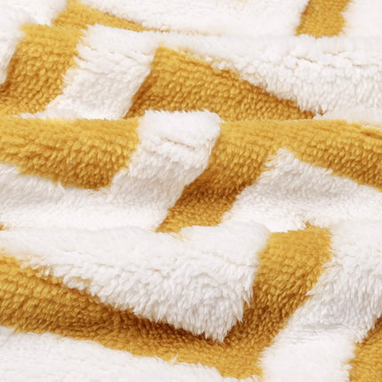 Fleece Sherpa Blanket for Couch(Ginger, Throw), Thick Warm Jacquard Chevron Blanket for Winter Christmas, 50 X 60 Inches