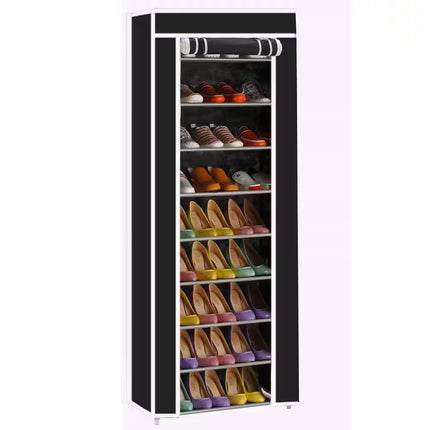 63 In. H 60-Pair Black Shoe Rack