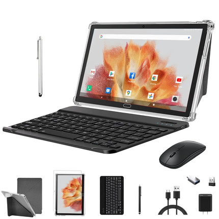 2024 Newest Android 11 Tablet 10.1 Inch, Octa-Core Dual 4G Cellular Tablet 64GB, Wifi, 4G RAM, with Case Mouse Keyboard