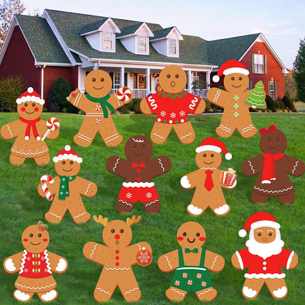 12 Christmas Gingerbread Man Yard Signs