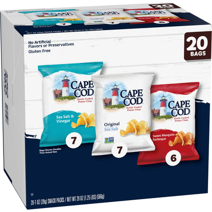 Potato Chips, Variety Pack, 1 Oz Snack Bags, 20 Ct