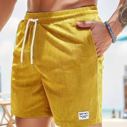 Lace-up Drawstring Shorts Summer Corduroy Sports Short Pants Mens Clothing