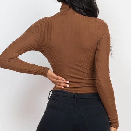 Ribbed Turtle Neck Long Sleeve Bodysuit (CAPELLA)