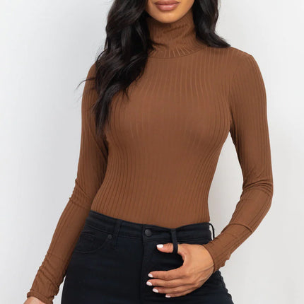 Ribbed Turtle Neck Long Sleeve Bodysuit (CAPELLA)