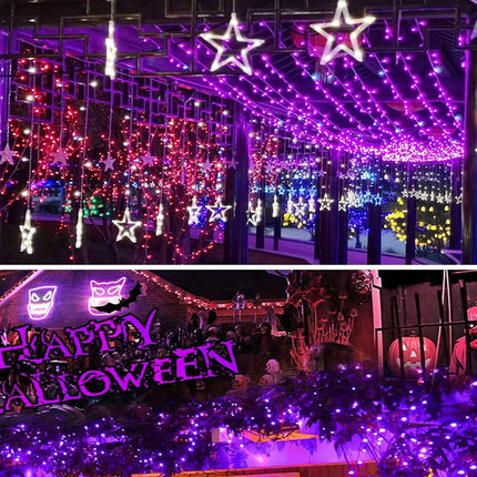 Purple Extra-Long 66FT 200 LED Halloween Lights for Indoor/Outdoor, Super Bright 8 Lighting Modes Plug in String Lights for Halloween Decorations Bedroom Party Garden Patio Tree (Purple)