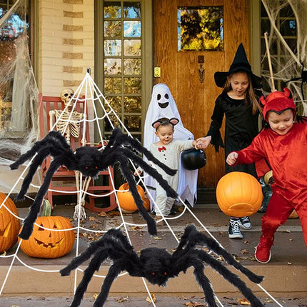 2 Pack Giant Spider for Halloween Decoration, 55 Inch Halloween Spider for Indoor Outdoor Yard Halloween Decoration Fake Spider Scary Furry Spider Props