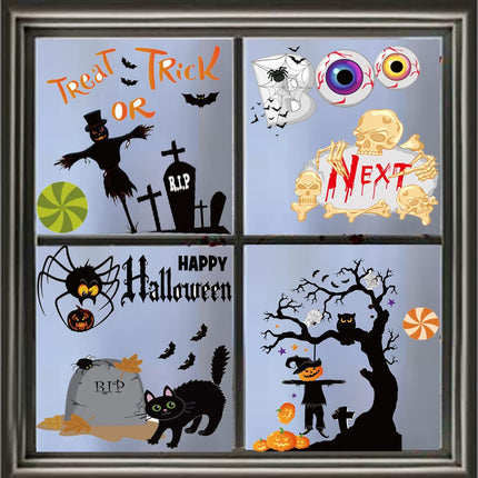 137Pcs Halloween Window Clings Halloween Window Decoration Pumpkins Bats Spiders Webs Witch Ghost Halloween Window Decals for Windows Glass Walls Window Stickers Party Supplies