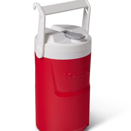 1 Gallon Sports Plastic Beverage Jug with Hooks, Red