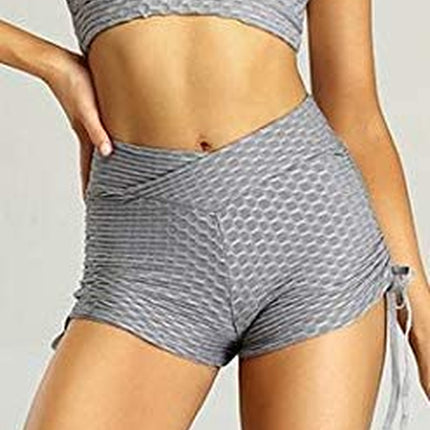 TIK Tok Leggings Shorts, Women Butt Lifting Yoga Shorts Tummy Control Leggings Textured Ruched Running Shorts