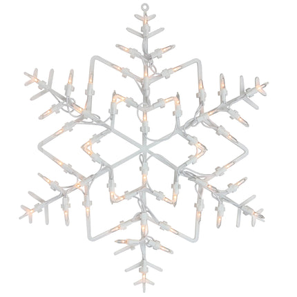 16" White Lighted Snowflake Christmas Window Silhouette