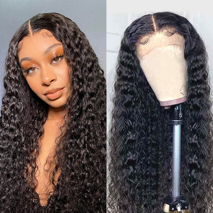 Lace Front Wigs Human Hair Water Wave 4X4 Wigs for Black Women Wet and Wavy Human Hair Lace Front Wigs Pre Plucked with Baby Hair 150% Density Brazilian Virgin Human Hair Wig 20 Inch