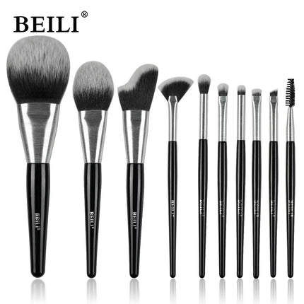 Baili 10pcs Rose Gold Tube Synthetic Hair Vegan Luxury Makeup Brush Set Contour Blush Brush Set