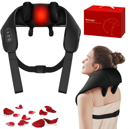 Neck Massager with Heat, Cordless Shoulder Massager, 4D Deep Kneading Shiatsu Shoulder and Neck Massage, Gift for Women, Men