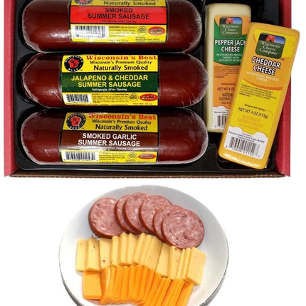 WISCONSIN'S BEST &  COMPANY - 100%  and Sausage Sampler Gift Basket - Charcuterie Gifts & Entertaining!