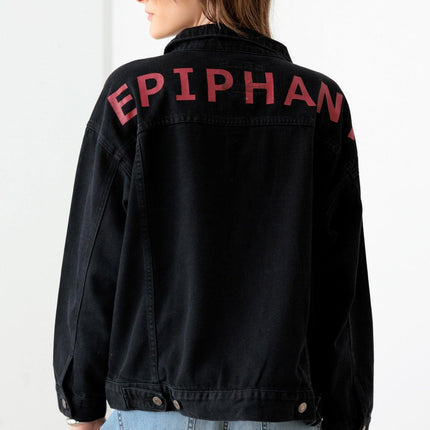 Black Cotton "EPIPHANY" Graphic Denim Jacket