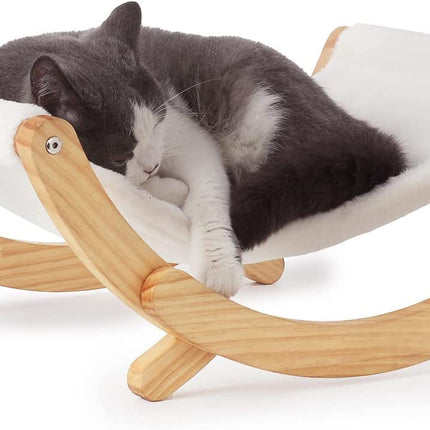 Cat Hammock, New Moon Cat Swing Chair, Elevated Cat Bed for Indoor Cats, Cat Furniture Gift for Cat or Small Dog, Upgrade White