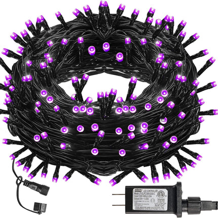 Halloween 300 LED String Lights, 100FT Connectable String Lights with 8 Lighting Modes, Halloween Decorations for Party Carnival Supplies, Indoor Outdoor Yard Garden Decor (Purple)