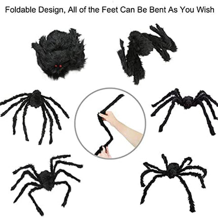 2 Pack Giant Spider for Halloween Decoration, 55 Inch Halloween Spider for Indoor Outdoor Yard Halloween Decoration Fake Spider Scary Furry Spider Props