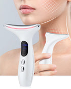 Neck Face Firming Removal Tool, Double Chin Reducer Skin Rejuvenation Neck Face Lift Anti-Aging Beauty Device on Triple Action LED Therapy, Thermal and Vibration Technologies for Skin Care