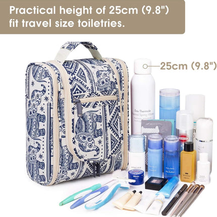 Hanging Toiletry Bag Women Travel Makeup Bag Organizer Toiletries Bag for Travel Size Essentials Accessories Cosmetics (Medium, Elephant)