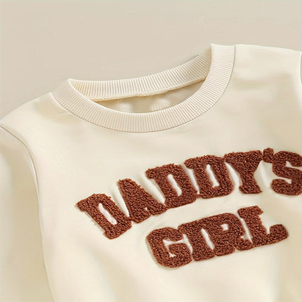 Baby Girl's 2-Piece Letter Print Sweater Set Long Sleeve Pullover And Jogger Pants With Drawstring Waist