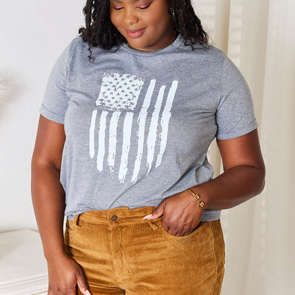 Simply Love US Flag Graphic Cuffed Sleeve T-Shirt