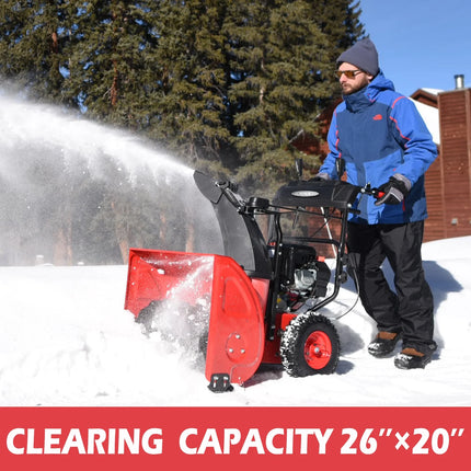 26 In. 252CC Self Propelled Gas Snow Blower, Two-Stage 120V Electric Start