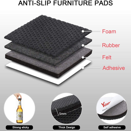 Non Slip Furniture Pads - 94Pcs (1+2+3+4)” Furniture Grippers, Non Skid for Furniture Legs,Selfadhesive Rubber Furniture Feet, anti Slide Furniture Hardwood Floor Protectors for Keep Couch Stoppers