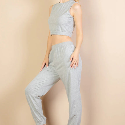 French Terry Elastic Waist Tank Top & Joggers Set (CAPELLA)