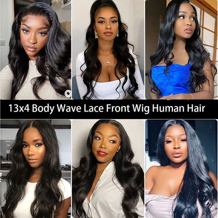 Lace Front Wigs Human Hair for Black Women Pre Plucked150% Density Brazilian Body Wave Lace Front Wigs with Baby Hair Glueless Lace Closure Human Hair Wigs(18Inch)