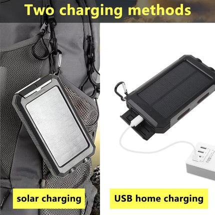 20000Mah Solar Charger for Cell Phone,  Portable Solar Power Bank with Dual 5V USB Ports, 2 Led Light , Compass Battery Pack for Outdoor Camping Hiking