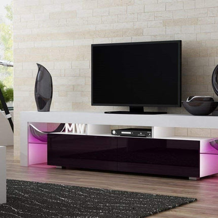 Solo 200 Modern LED TV Stand, Fits up to 90" TV, White/Violet