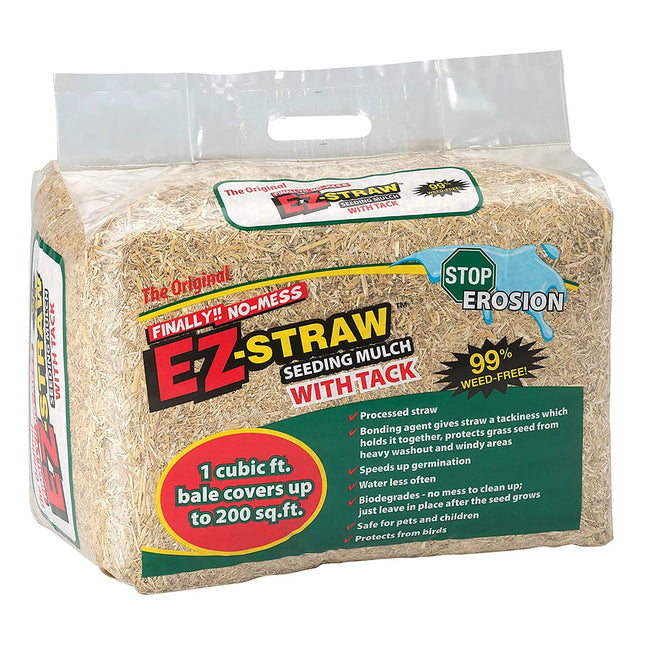 Seed EZ Straw 1 Cu Ft Seeding Mulch Bale with Tack, 200 Sq Ft