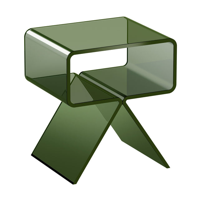 Acrylic Nightstand Side Table, Modern Clear Bedside Table With Storage Shelf, Transparent Small End Desk For Living Room, Bedroom, Home Decor, No Assembly Needed, 11.8 X 15.4 X 17 In (Green)