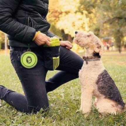 Dog Treat Pouch - Premium Training Treat Bag with Clicker and Collapsible Bowl for Dogs, Adjustable Waist and Shoulder Reflective Straps and Belt Clip, Ideal for Pet Obedience and Agility Training