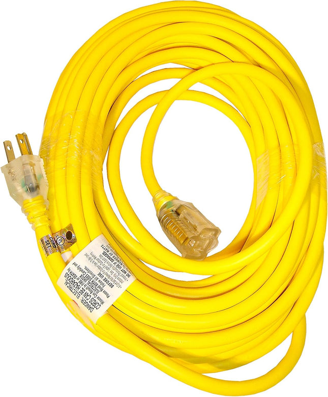 PJEXT50-B Power Joe 14/3 50-Feet SJTW Outdoor Extension Cord with Lighted End, Yellow