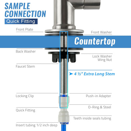 GA1-BN Drinking Water RO Faucet for Kitchen Sink, Heavy-Duty Lead-Free Reverse Osmosis Faucet for RO Water Filtration System, Non-Air Gap 100% Stainless Steel RO Faucet, Brushed Nickel Finish