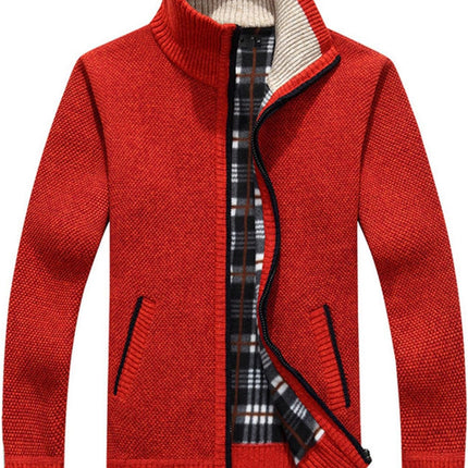 Men'S Sweaters Full Zip Slim Thick Knitted Cardigan Sweaters Jacket with Pockets