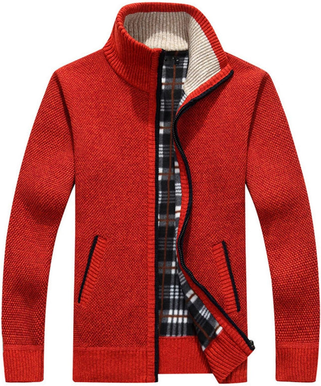 Men'S Sweaters Full Zip Slim Thick Knitted Cardigan Sweaters Jacket with Pockets