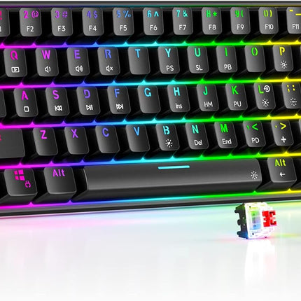 TH61 60% Mechanical Gaming Keyboard,Rgb Backlit Wired Ultra-Compact Mini Mechanical Keyboard Full Keys Programmable Black