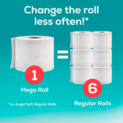 Toilet Paper, 6 Super Mega Rolls, 2-Ply Toilet Tissue