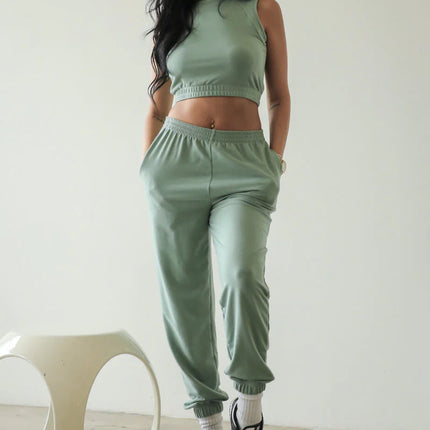 French Terry Elastic Waist Tank Top & Joggers Set (CAPELLA)