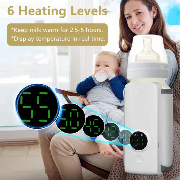 Portable Bottle Warmer On The Go Baby Milk Warmer Milk Formula Warmer For Travel With 6 Heating Levels USB Rechargeable Keep Milk Warm For 5 Hours
