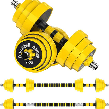 Adjustable Dumbbell Barbell, Free Weights 2-In-1 Dumbbell Barbell Set, Non-Slip Hand Dumbbell for Home, Gym, Office