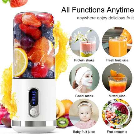 Portable Blender, Smart LCD Display Personal Size Blender USB Rechargeable for Shakes and Smoothies, 15.2Oz Fruit Juice Mixer with Six Blades, Mini Blender to Go Sports,Travel, Office, Gym