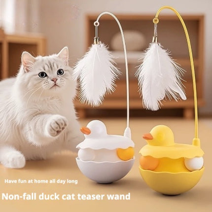 Cat Toys - Interactive Toy For Cat , Kitten Toys, Lightweight Resin Duck Shape Fun Stick For Kitten Play Indoor Outdoor ,Removable And Washable Duck Cat Toy