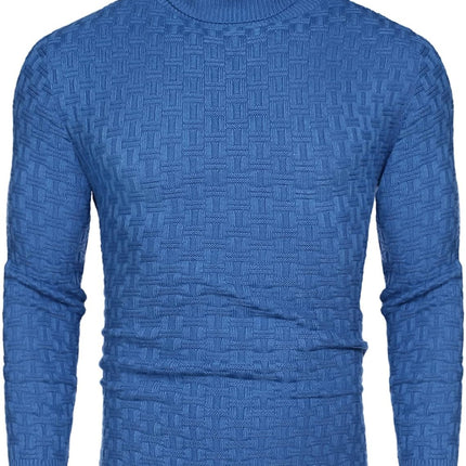 Men'S Slim Fit Turtleneck Sweaters Casual Cable Knitted Soft Pullover Sweaters