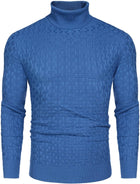 Men'S Slim Fit Turtleneck Sweaters Casual Cable Knitted Soft Pullover Sweaters